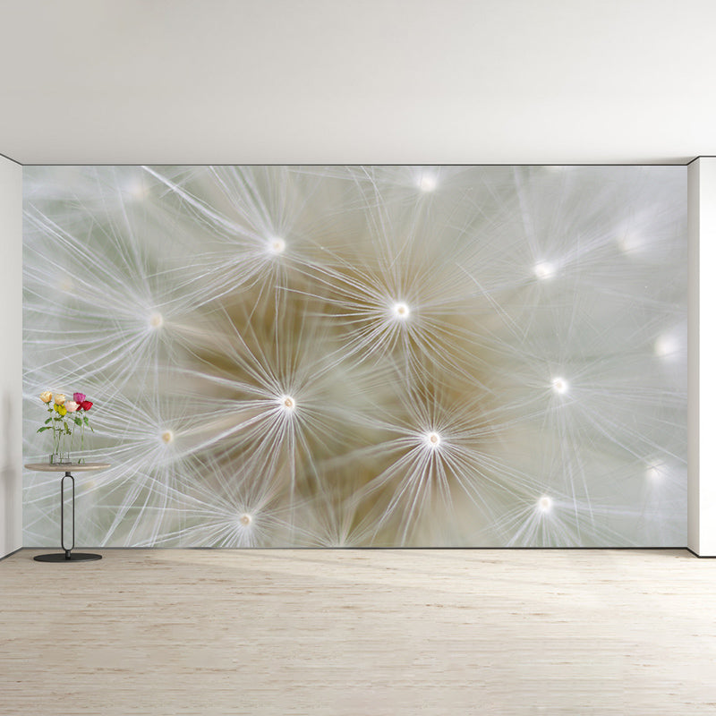 White Dandelion Mural Wallpaper Moisture Resistant Wall Art for Living Room