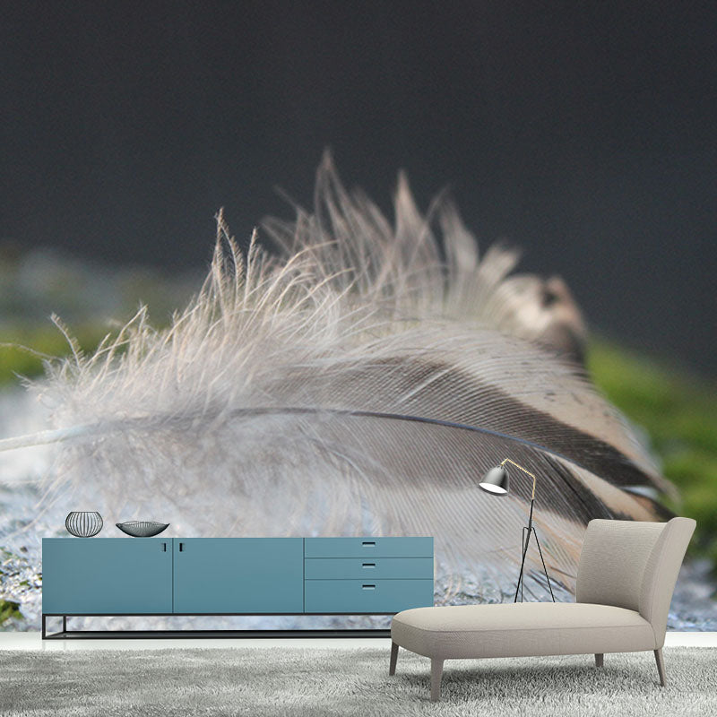 Minimalist Feather Mural Wallpaper Waterproofing Wall Covering for Sitting Room