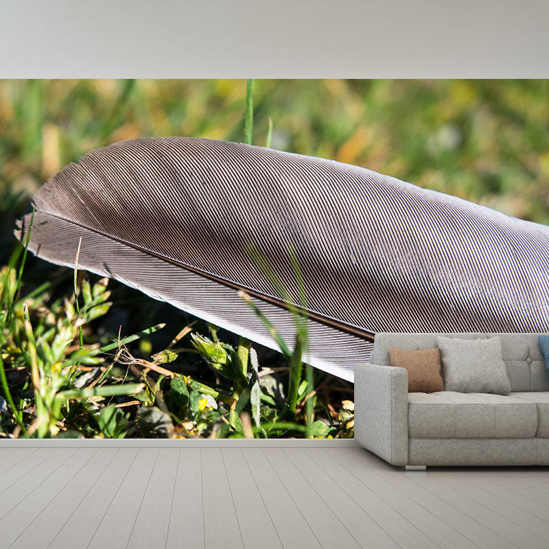 Minimalist Feather Mural Wallpaper Waterproofing Wall Covering for Sitting Room
