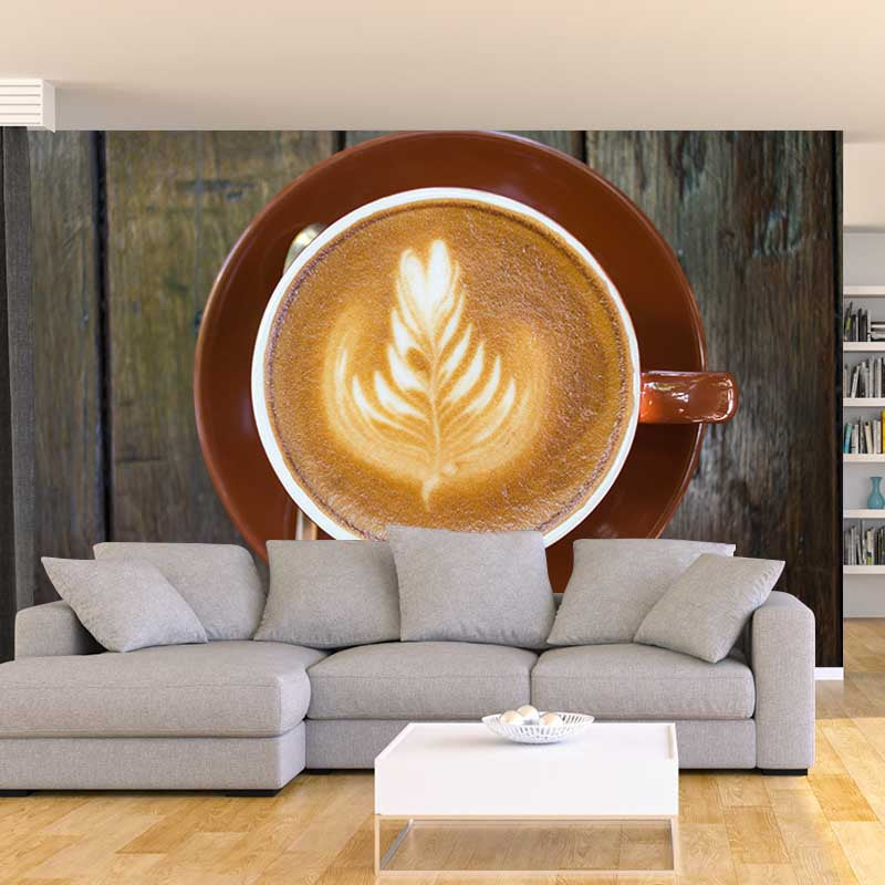 Full Size Coffee Mural Wallpaper Water Resistant Wall Covering for Coffee Shop