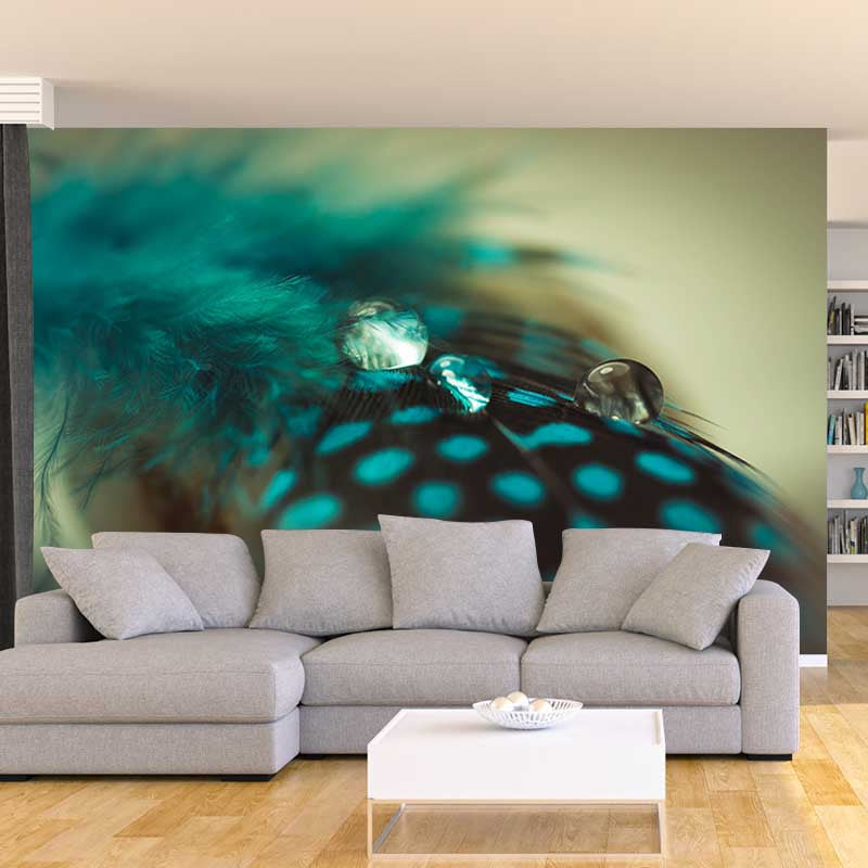 Feather Wall Mural Decal Girls' Bedroom Stain Resistant Wall Covering, Made to Measure