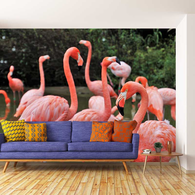 Full Size Flamingo Mural Wallpaper Stain Resistant for Home Wall Decor