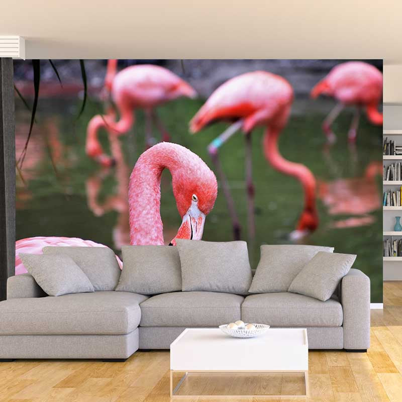 Full Size Flamingo Mural Wallpaper Stain Resistant for Home Wall Decor