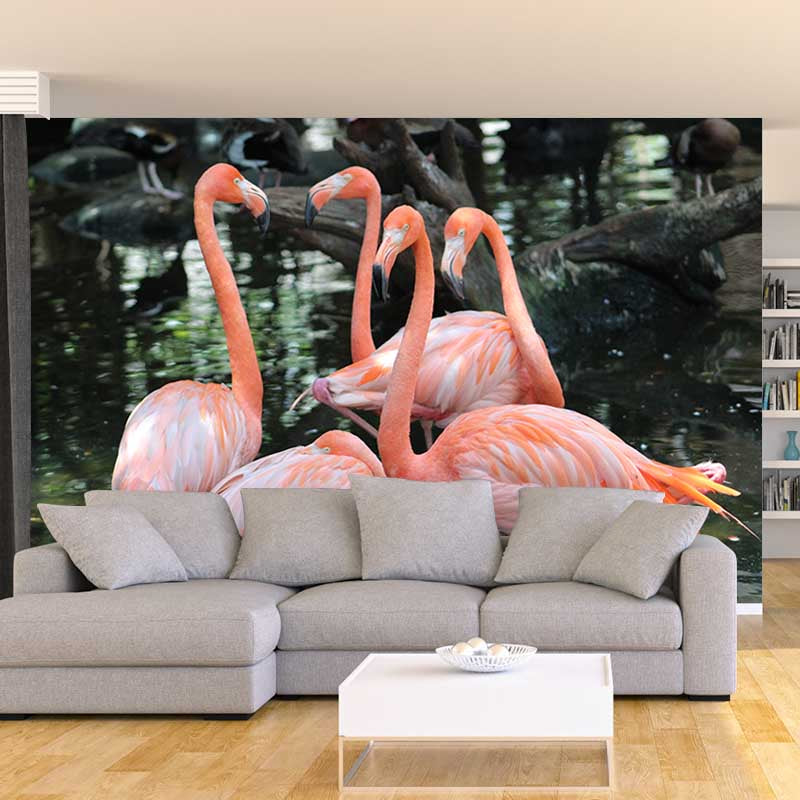 Full Size Flamingo Mural Wallpaper Stain Resistant for Home Wall Decor