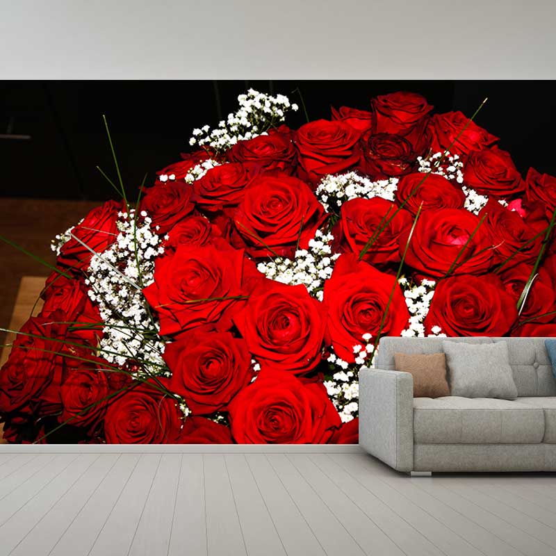 Elegant Rose Flower Mural Decal Girls' Bedroom Wall Covering, Personalized