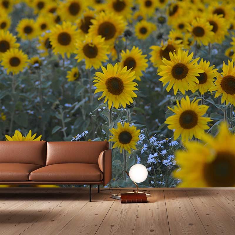 Sunflower Wall Decals Removable Yellow Flower Wall Covering for Sitting Room