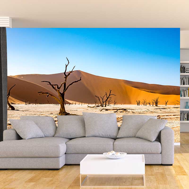Desert Wall Mural Yellow Wall Covering for Sitting Room, Made to Measure