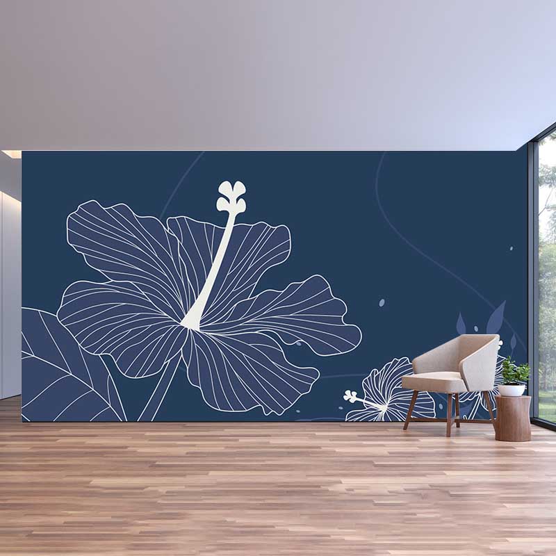 Plant Illustration Contemporary Wall Covering for Sleeping Room, Custom Size