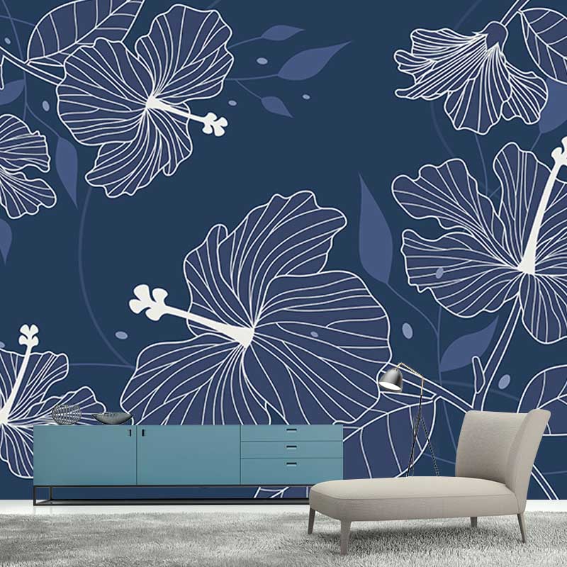 Plant Illustration Contemporary Wall Covering for Sleeping Room, Custom Size