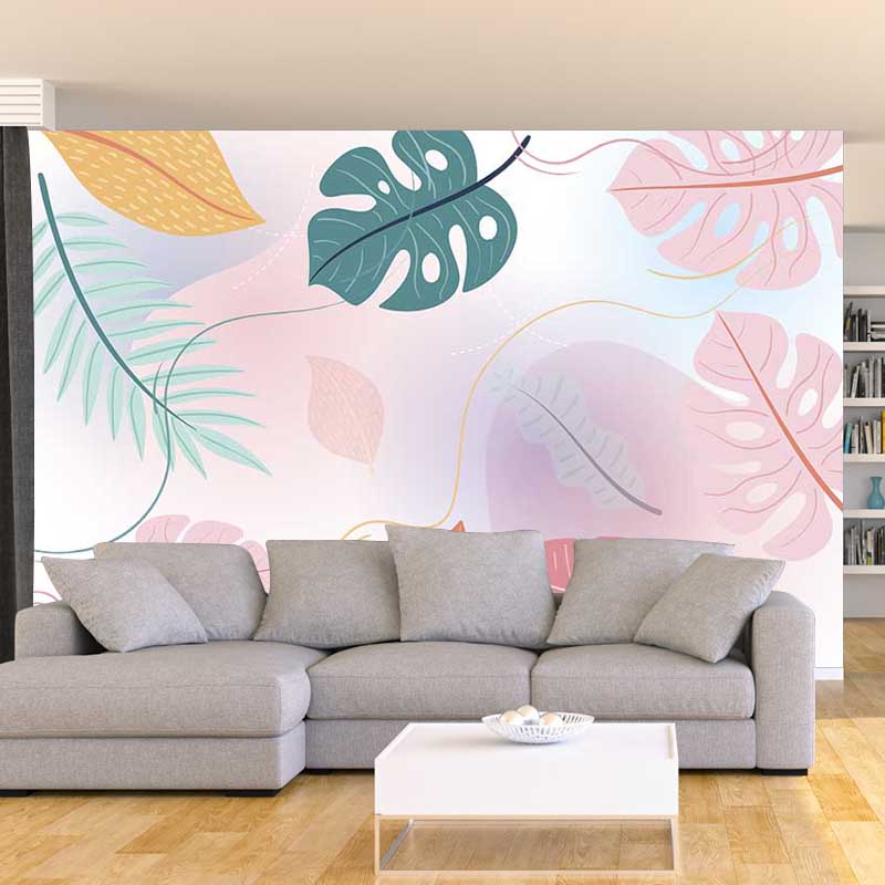 Plant Illustration Contemporary Wall Covering for Sleeping Room, Custom Size