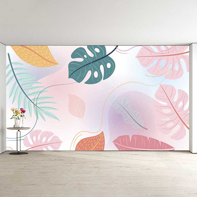 Plant Illustration Contemporary Wall Covering for Sleeping Room, Custom Size
