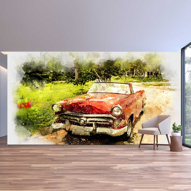 Modern Transportation Wallpaper Mural for Boys' Bedroom, Made to Measure