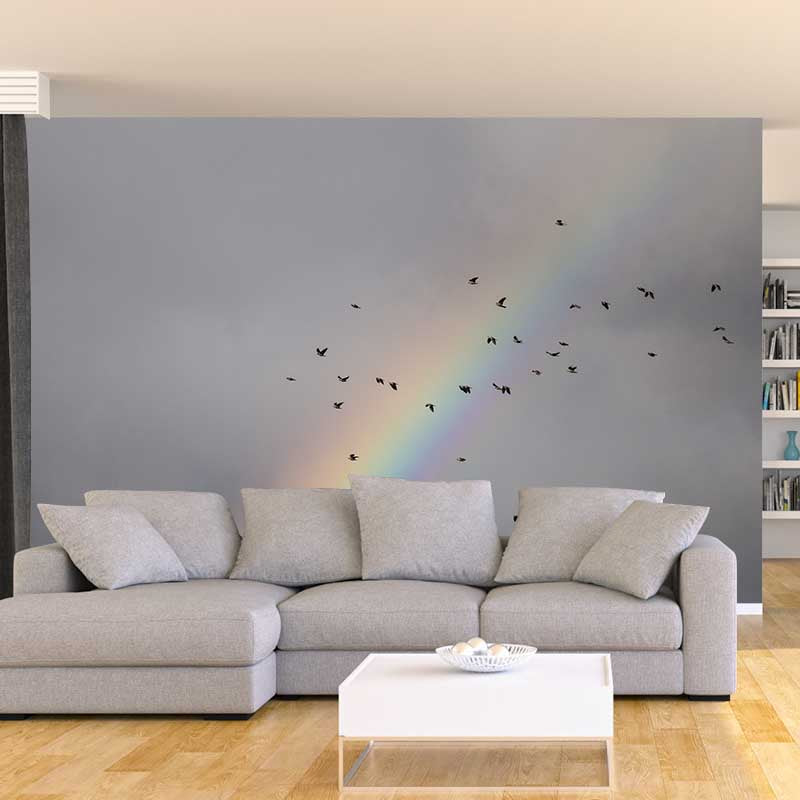 Rainbow Sky Murals Wallpaper for Bedroom, Waterproofing, Custom Size Available