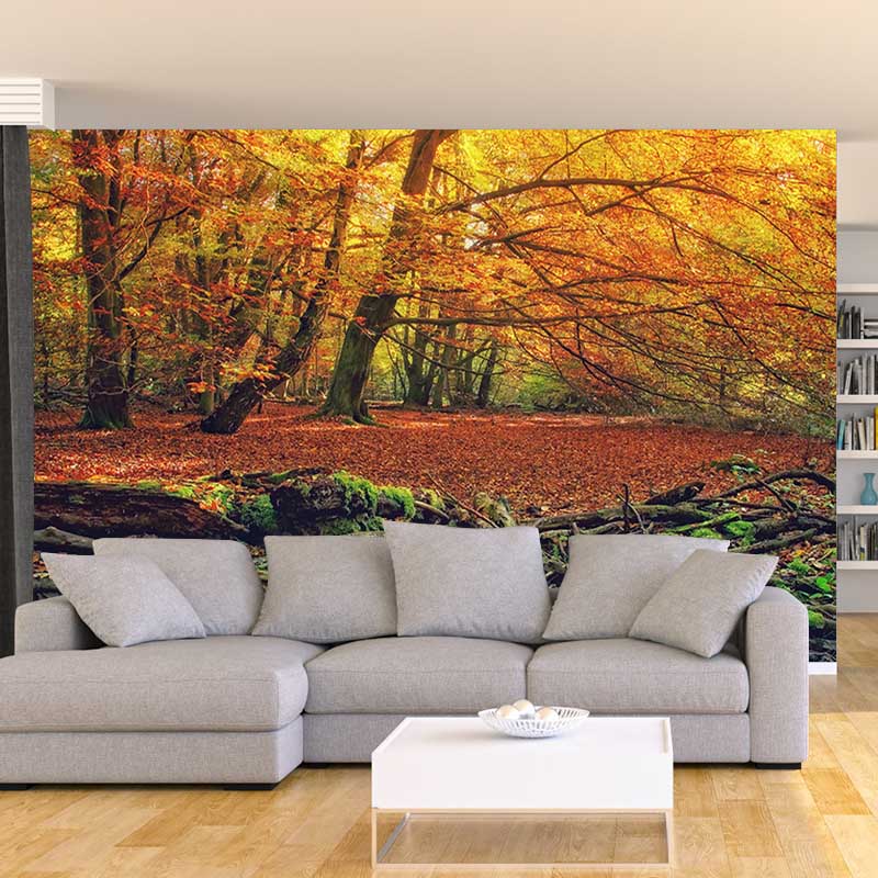 Fall Forest Mural Modern Murals Wallpaper for Living Room Moisture Resistant, Custom Size Available