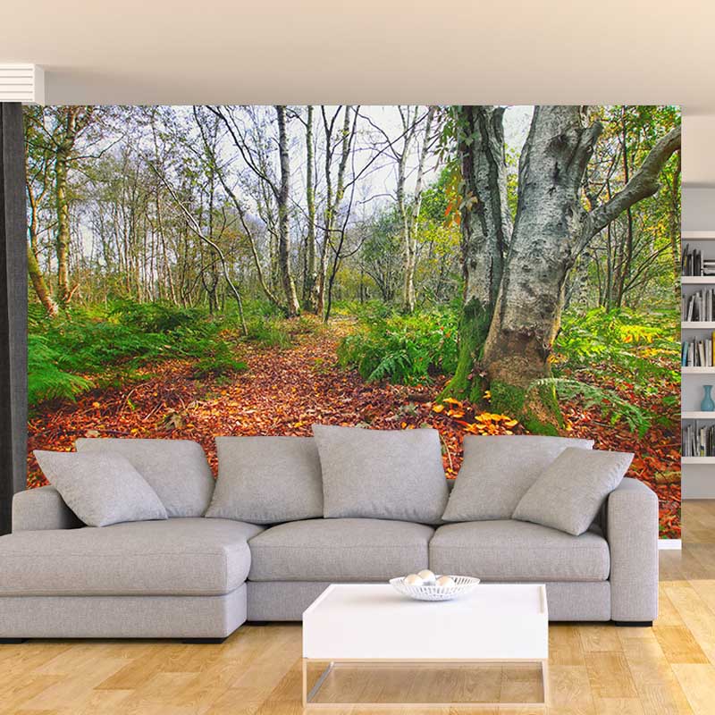 Fall Forest Mural Modern Murals Wallpaper for Living Room Moisture Resistant, Custom Size Available