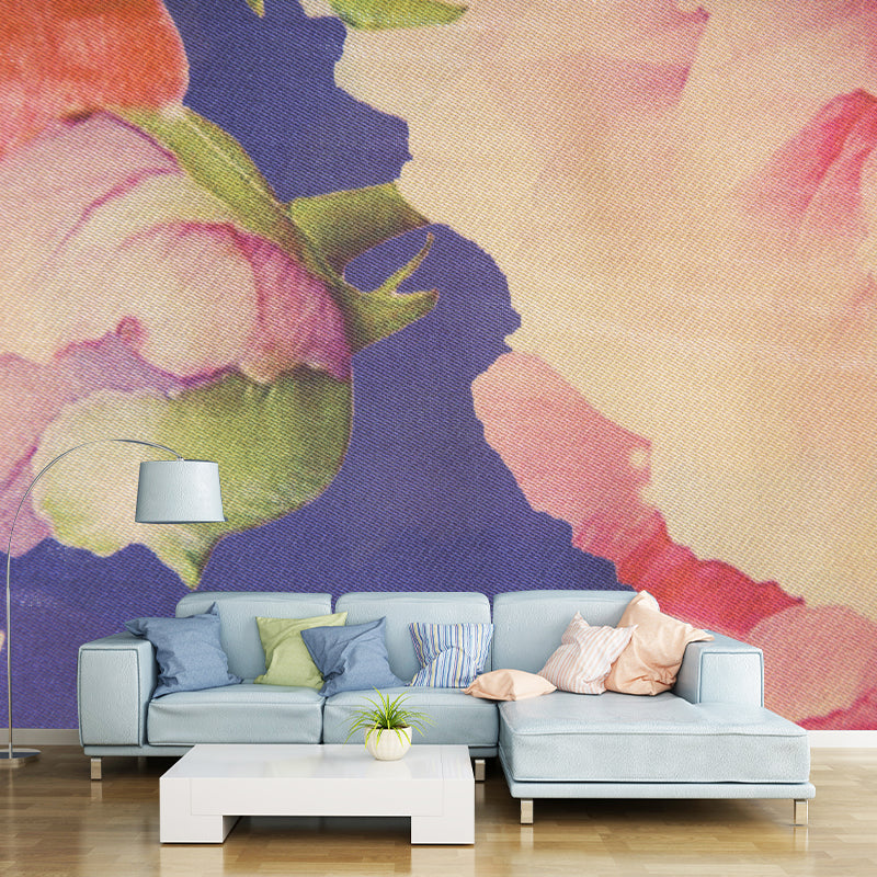 Flower Illustration Wall Mural for Living Room Girls Women Bedroom, Water Resistant