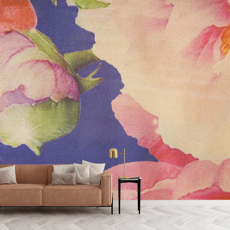 Flower Illustration Wall Mural for Living Room Girls Women Bedroom, Water Resistant