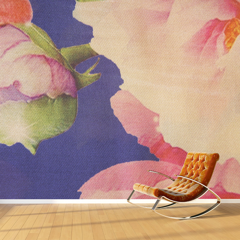 Flower Illustration Wall Mural for Living Room Girls Women Bedroom, Water Resistant