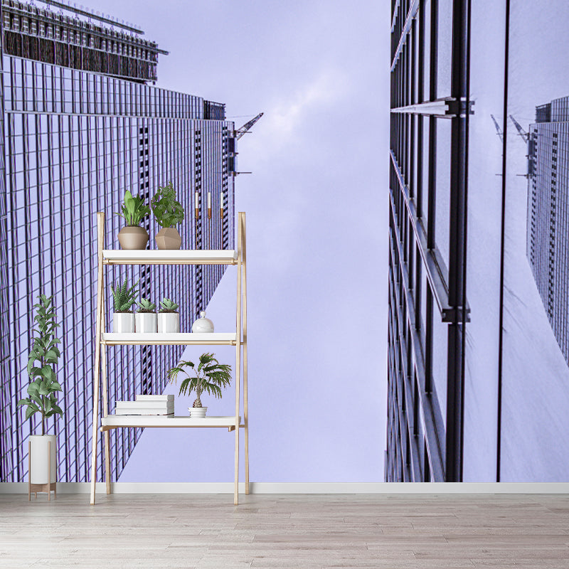 Simple City Building Mural Wallpaper for Meeting Room Stain Resistant, Custom Made