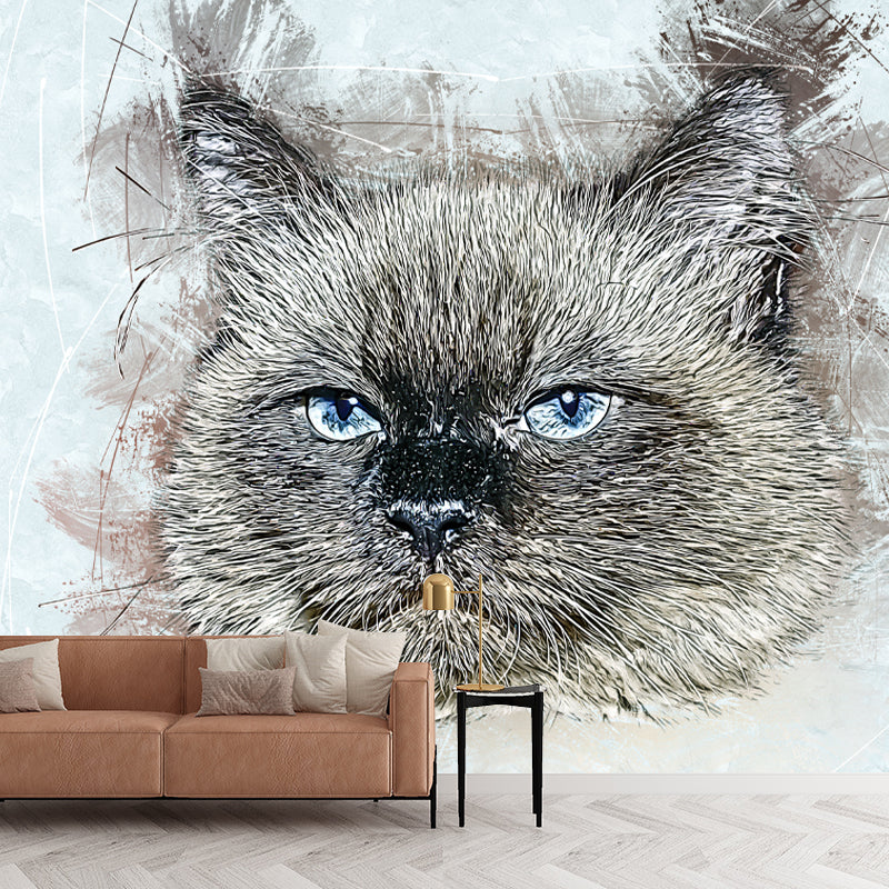 Animal Illustration Mural Wallpaper Stain Resistant Wall Covering for Living Room