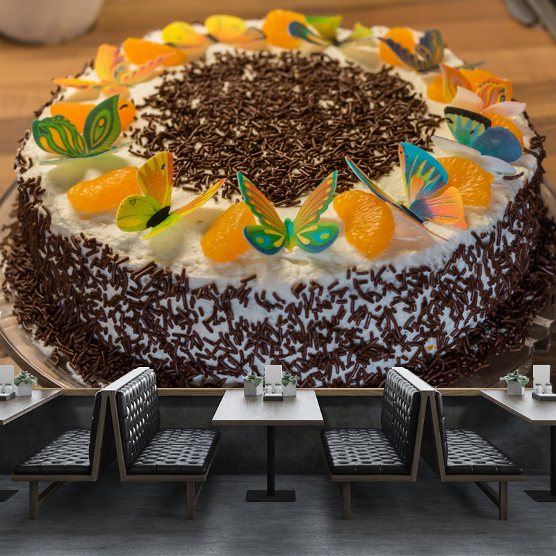 Sweet Cake Mural Personalized Minimalism Wall Art for Bakery, Custom Size Available