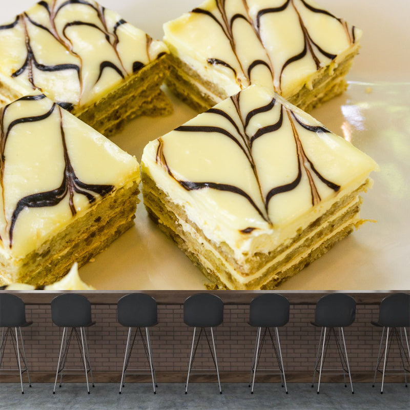 Sweet Cake Mural Personalized Minimalism Wall Art for Bakery, Custom Size Available