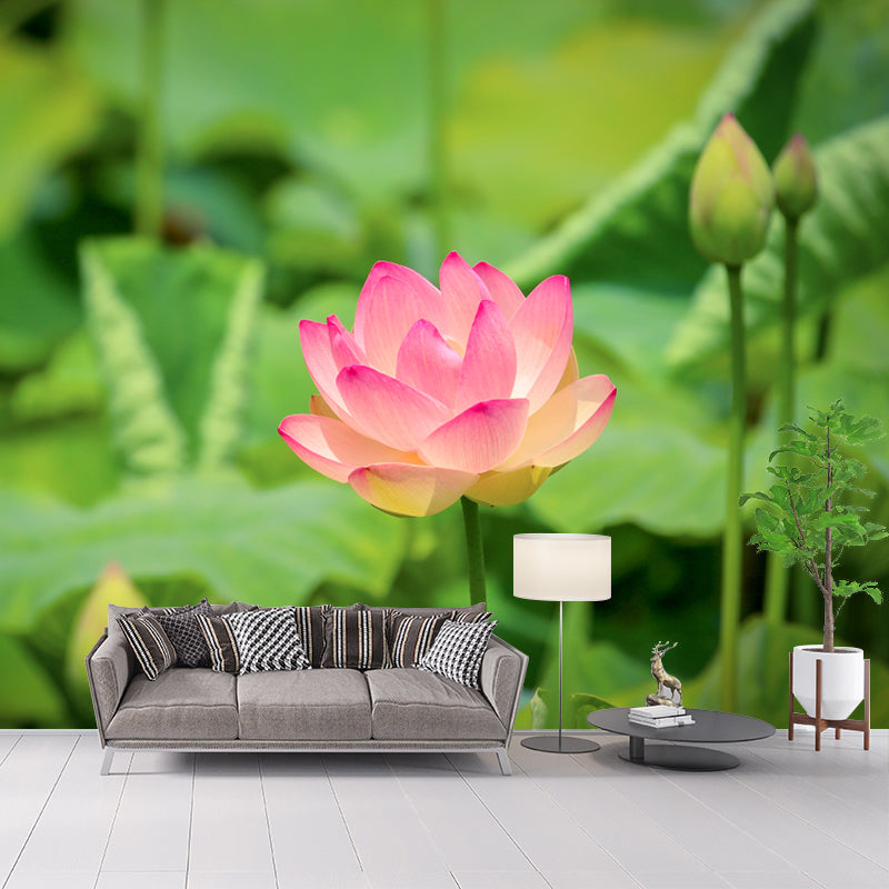 Water Plant Lotus Wall Mural Decal Water Resistant, Custom Size Available