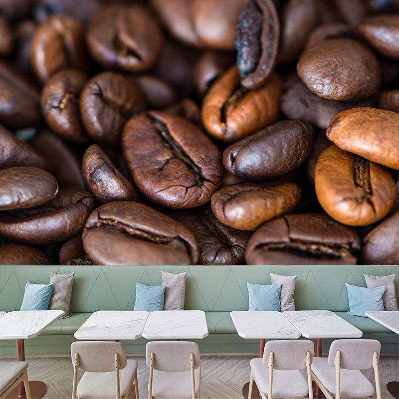 Coffee Beans Stain Resistant Coffee Shop Wall Covering, Made to Measure