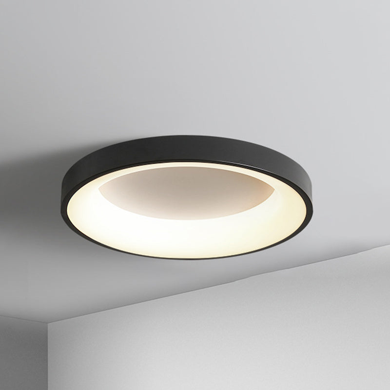 Modern Concise Circular LED Flush Mount Wrought Iron Indoor Ceiling Fixture with Acrylic Shade
