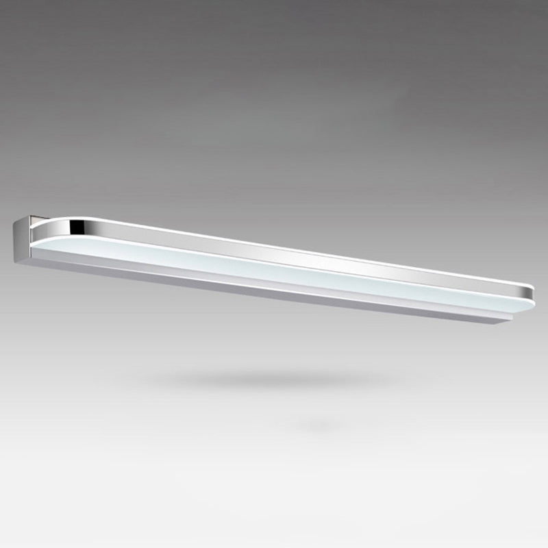 1-Light Linear Shade Wall Sconce Modern Simple Style Mirror Wall Lighting in Silver
