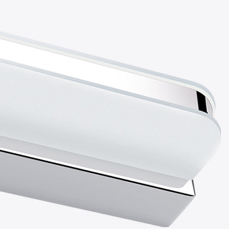 1-Light Linear Shade Wall Sconce Modern Simple Style Mirror Wall Lighting in Silver