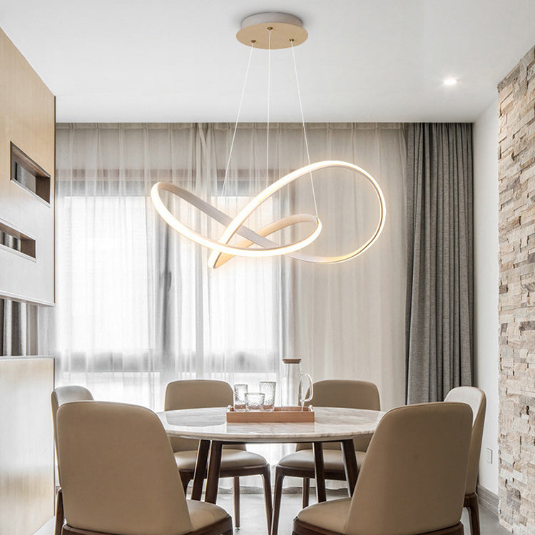 Modern Concise LED Pendant Light Aluminium Linear Hanging Lamp with Silicone Shade