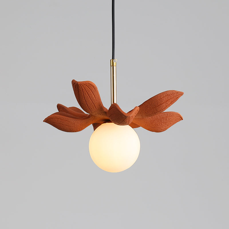 Indoor Globe White Glass Hanging Light, Simple  Hanging Lamp with Flower Top