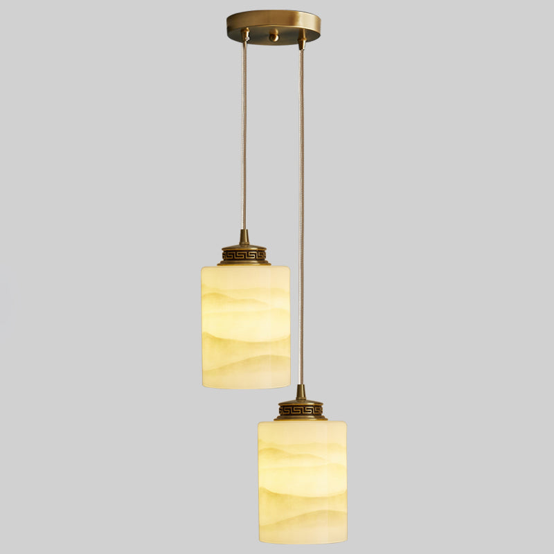 Marble Hanging Lamp, Nordic Cylinder Shade Pendant Lighting for Living Room
