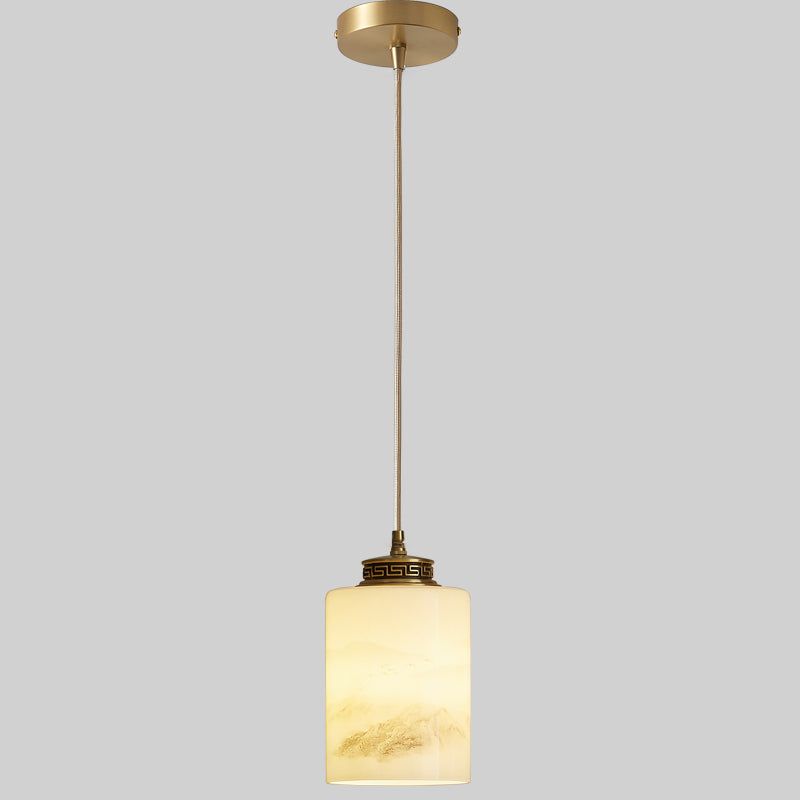 Marble Hanging Lamp, Nordic Cylinder Shade Pendant Lighting for Living Room