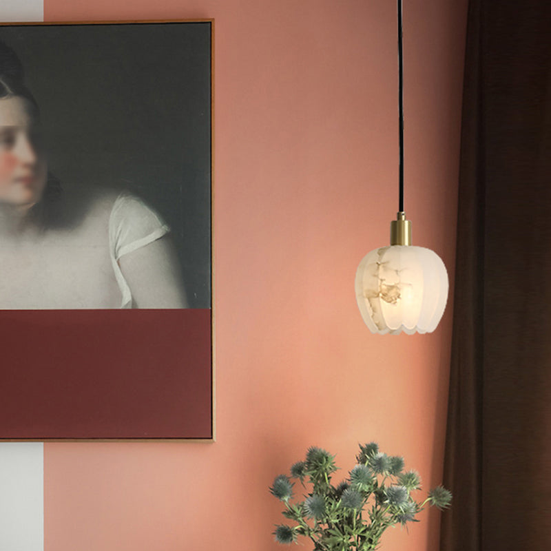 Minimaliste de style tambour grappe pendentif lumineuse, plafonnier multi-pendentif en marbre