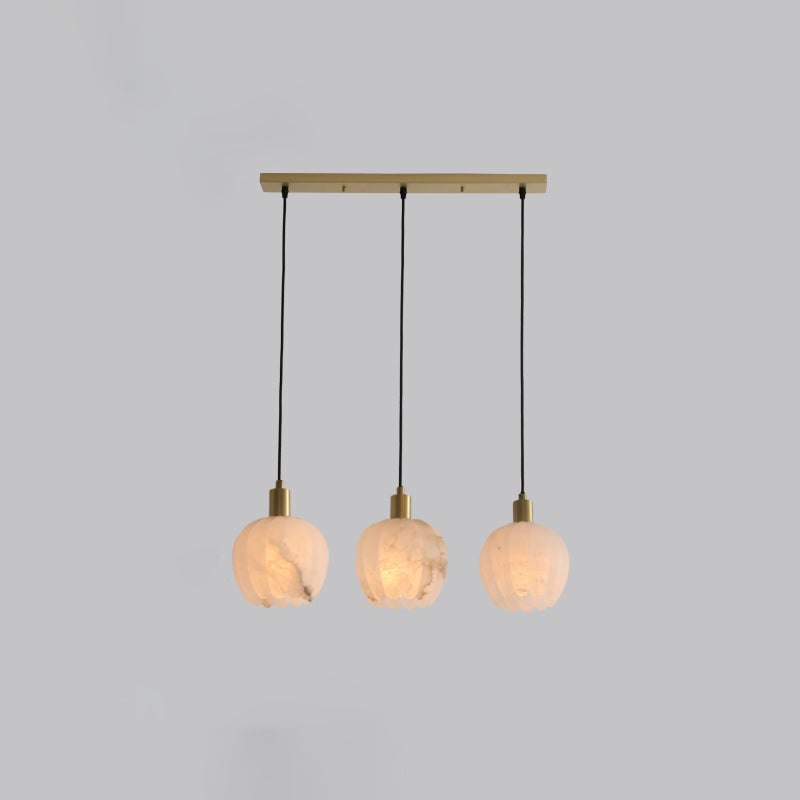 Minimaliste de style tambour grappe pendentif lumineuse, plafonnier multi-pendentif en marbre