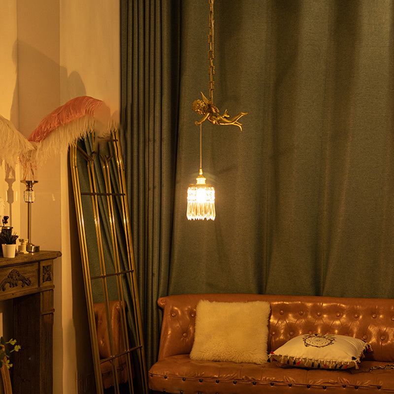 Luxury Indoor Pendant Light, Metal Angel Top 1-Light Pendant Lighting in Brass Color