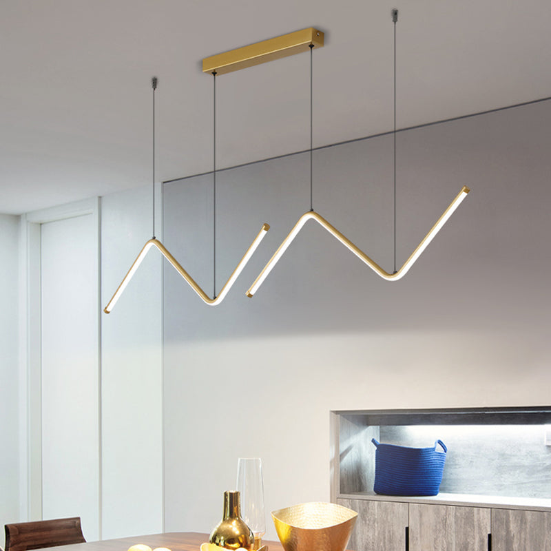 Modern Style Linear Pendant Light Fixtures Metal 2 Lights Led Hanging Lamp