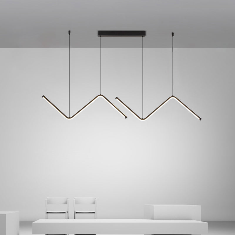 Modern Style Linear Pendant Light Fixtures Metal 2 Lights Led Hanging Lamp
