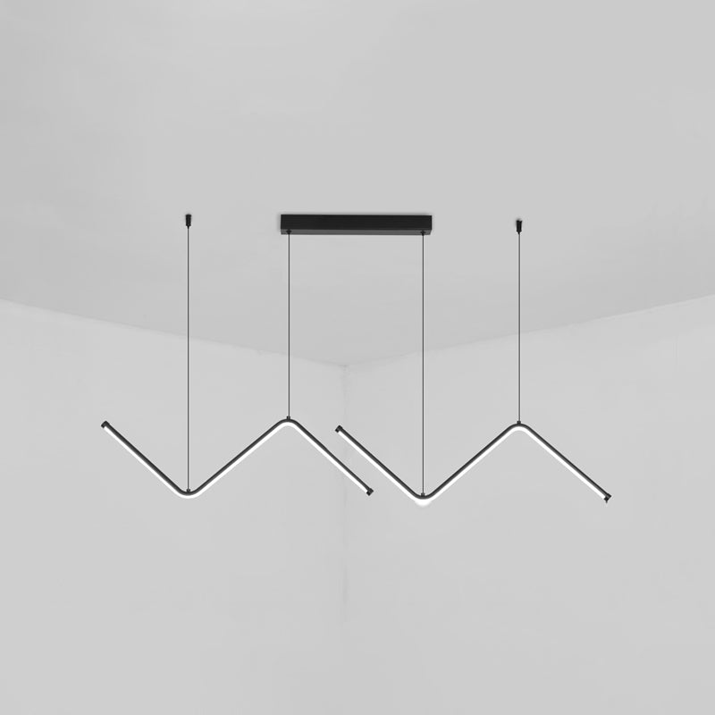 Modern Style Linear Pendant Light Fixtures Metal 2 Lights Led Hanging Lamp