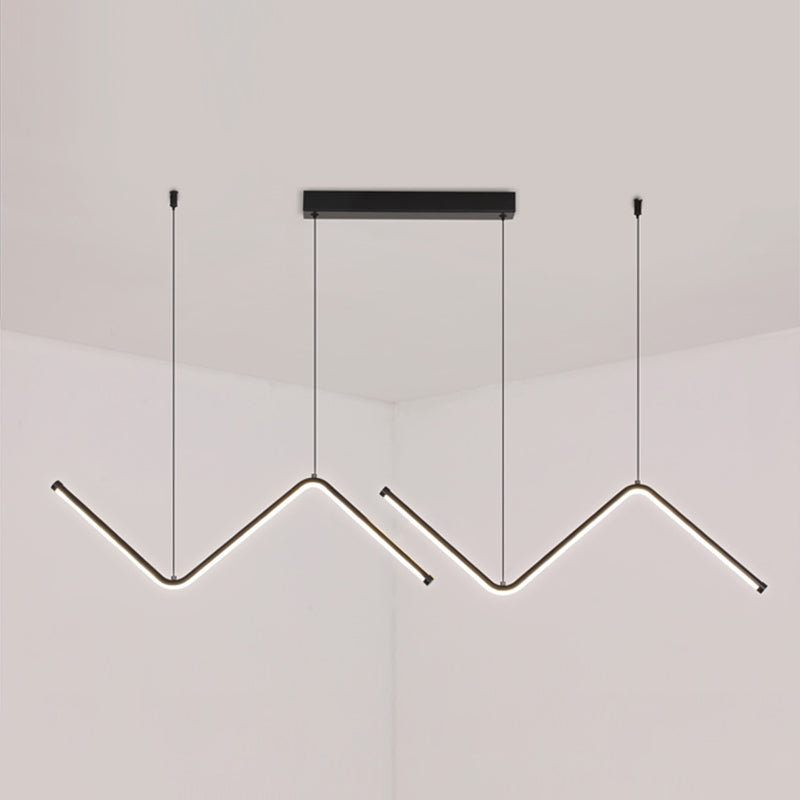 Modern Style Linear Pendant Light Fixtures Metal 2 Lights Led Hanging Lamp