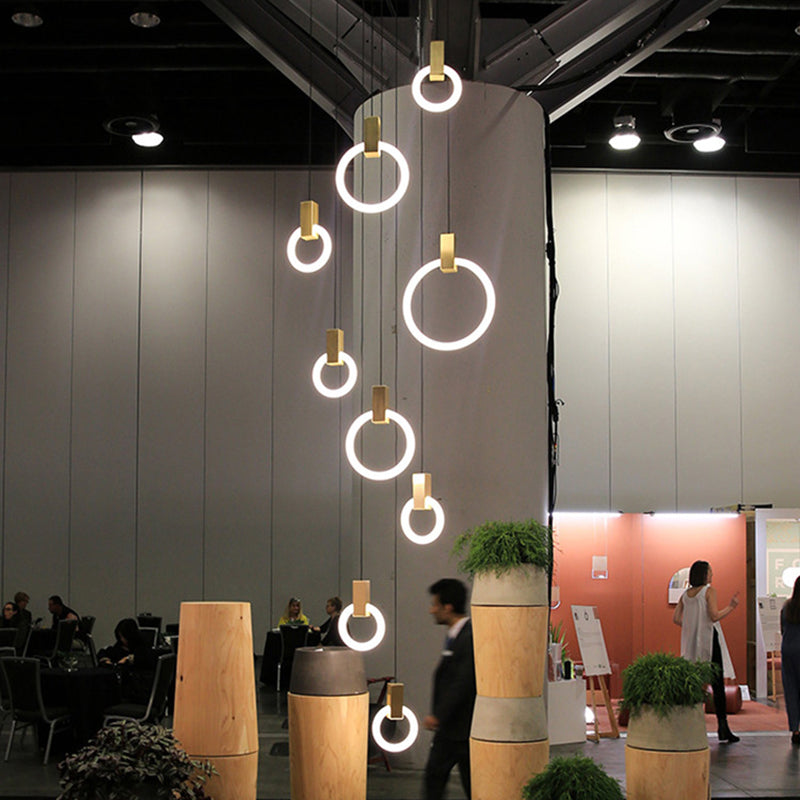 Minimalist Indoor Pendant Light, White Glass Circle Shade Pendant Lighting with Metal Handle