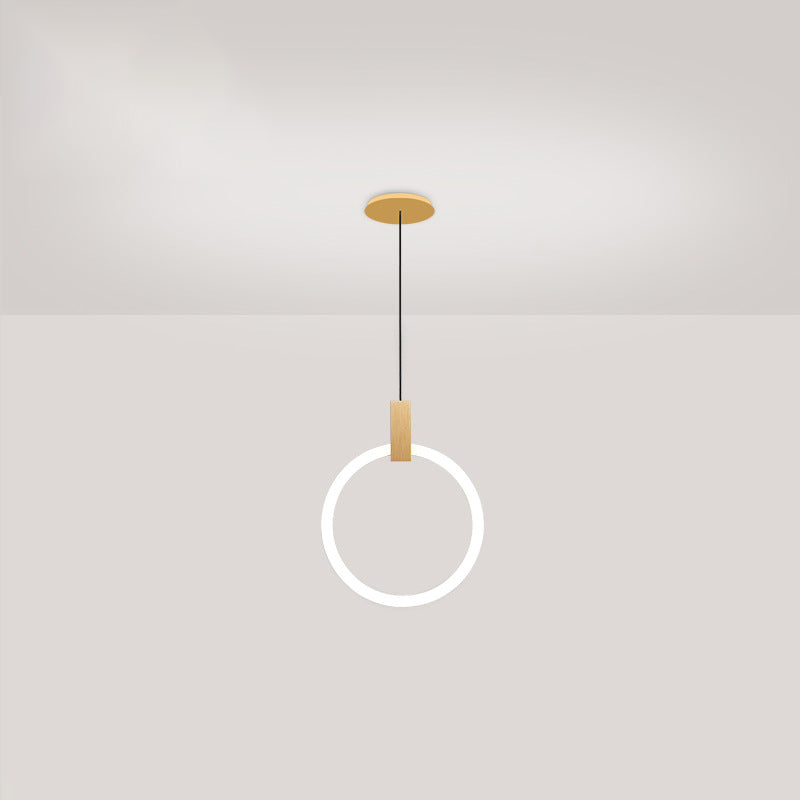 Minimalist Indoor Pendant Light, White Glass Circle Shade Pendant Lighting with Metal Handle