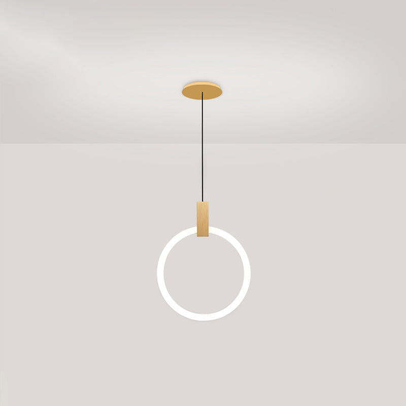 Minimalist Indoor Pendant Light, White Glass Circle Shade Pendant Lighting with Metal Handle
