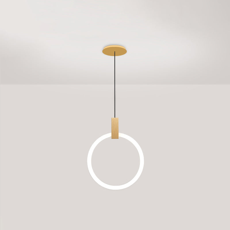 Minimalist Indoor Pendant Light, White Glass Circle Shade Pendant Lighting with Metal Handle