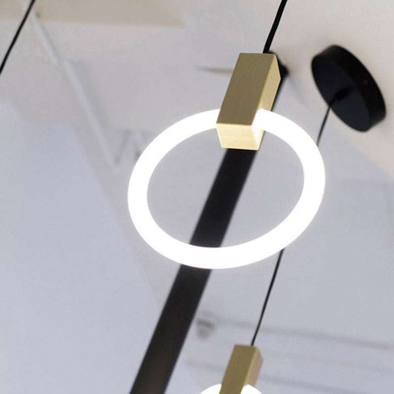 Minimalist Indoor Pendant Light, White Glass Circle Shade Pendant Lighting with Metal Handle