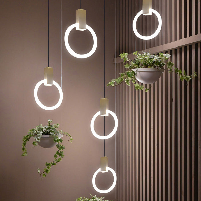 Minimalist Indoor Pendant Light, White Glass Circle Shade Pendant Lighting with Metal Handle