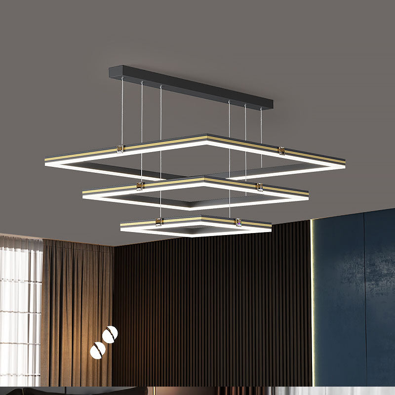 Modern 3-Tiered Chandelier Light Fixtures Metal LED Hanging Lamp for Living Room