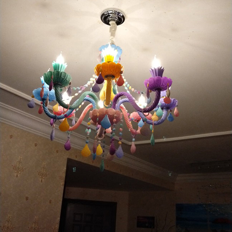 Lampada a soffitto multicolore in vetro Lampada candele in stile moderno